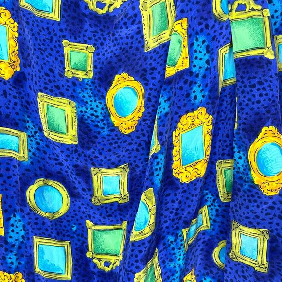 Vintage Jacqueline Ferrar Cheetah Print & Picture Frame Silk Faux Wrap Skirt 12 - Picture 9 of 13